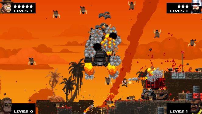 The roster of characters in Broforce is … well, every 80s and 90s action hero you can think of from those times.
